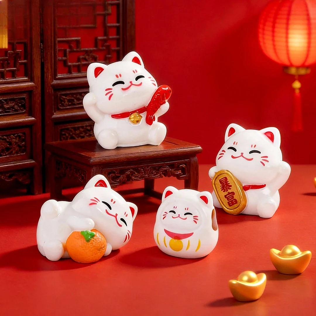 Cartoon Lucky Cat Miniature Figurines Home Desktop Decorations