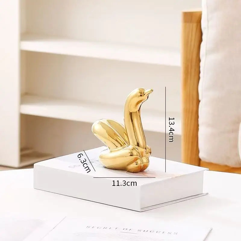 Mini Balloon Swan Ceramic Sculpture Home Office Decoration