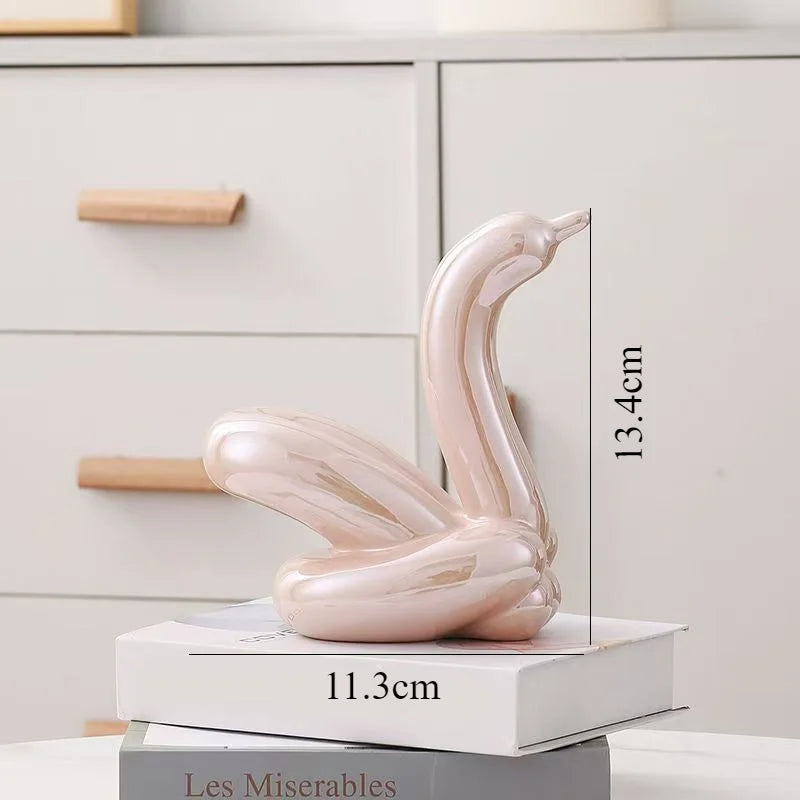 Mini Balloon Swan Ceramic Sculpture Home Office Decoration