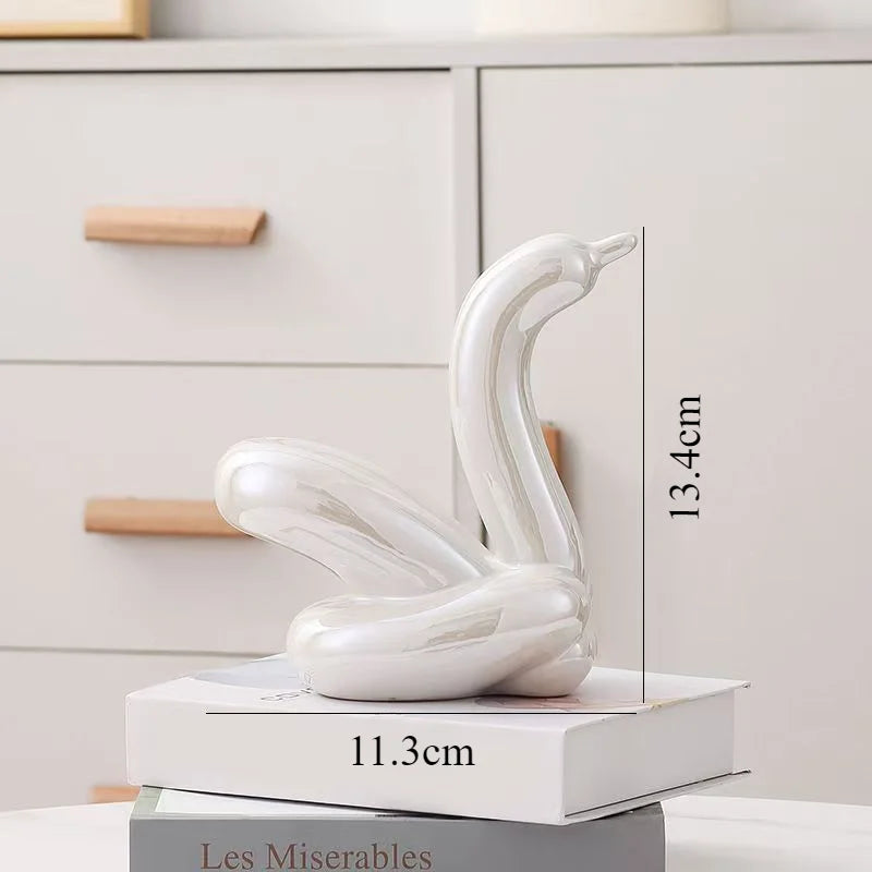 Mini Balloon Swan Ceramic Sculpture Home Office Decoration