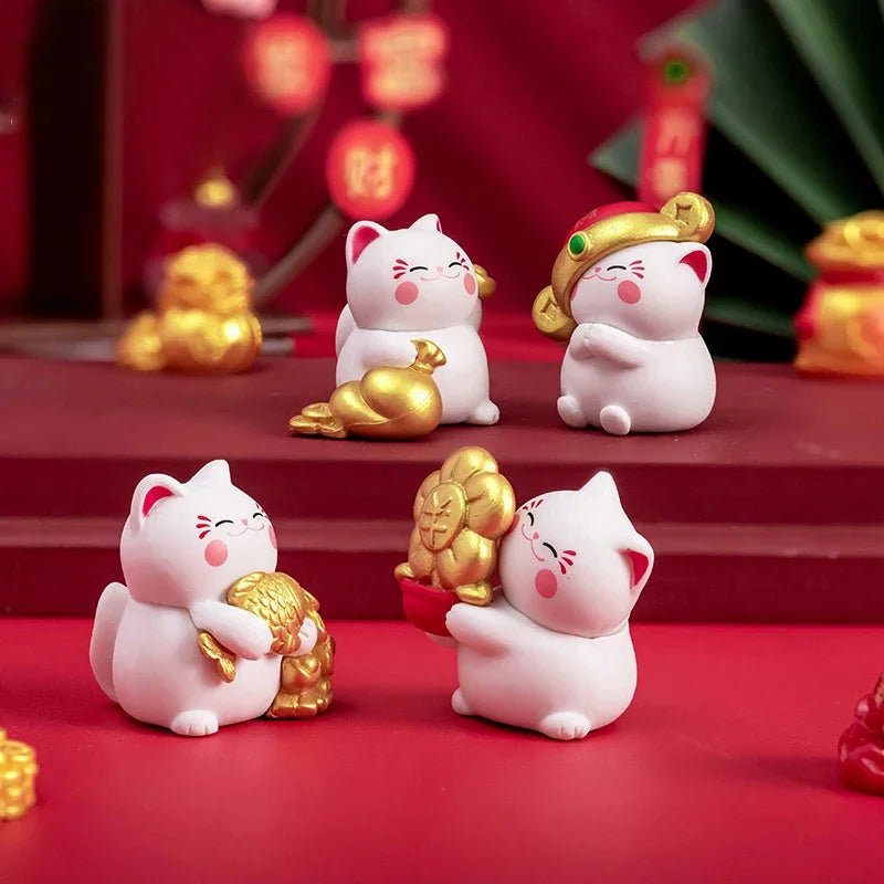 Cartoon Lucky Cat Miniature Figurines Home Desktop Decorations