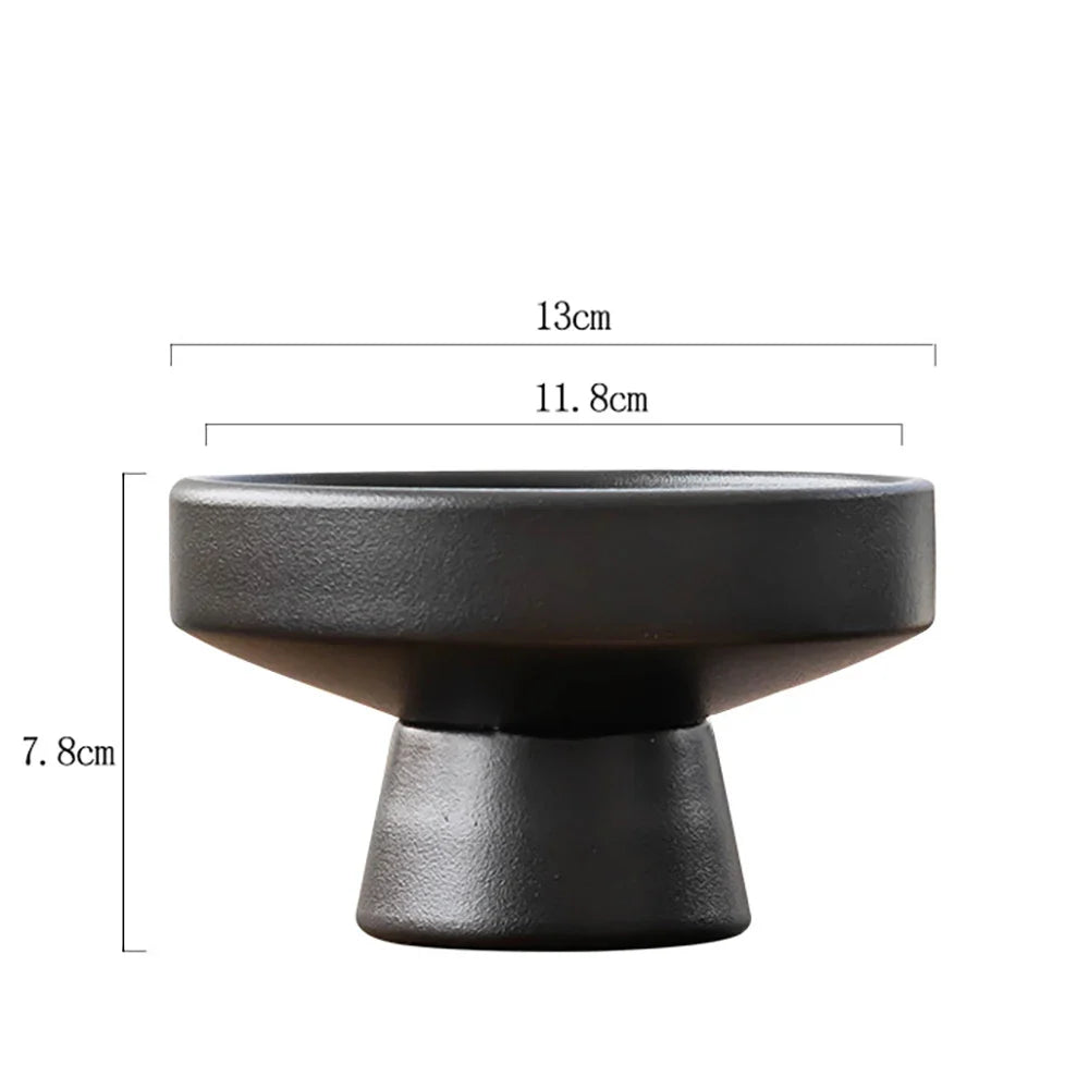 Retro Black Ceramic Vase Plant Flower Pot Tabletop Decor