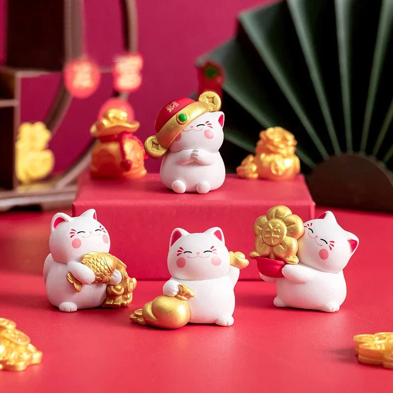Cartoon Lucky Cat Miniature Figurines Home Desktop Decorations