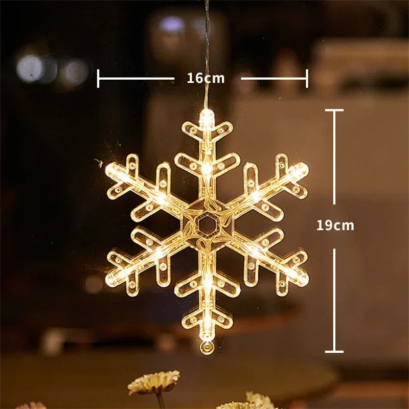 Christmas LED Snowflake Santa Window Hanging String Lights
