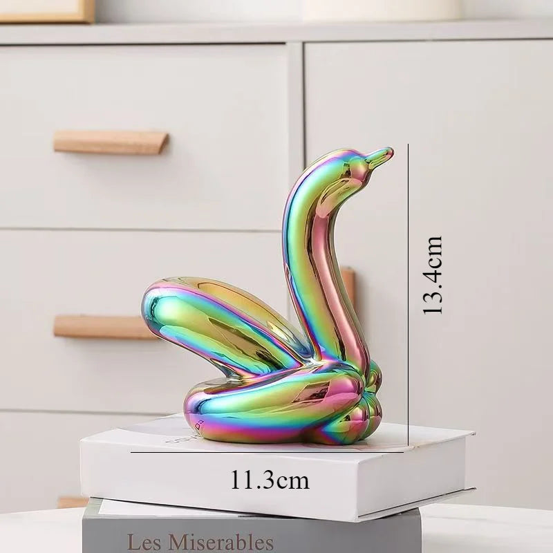 Mini Balloon Swan Ceramic Sculpture Home Office Decoration