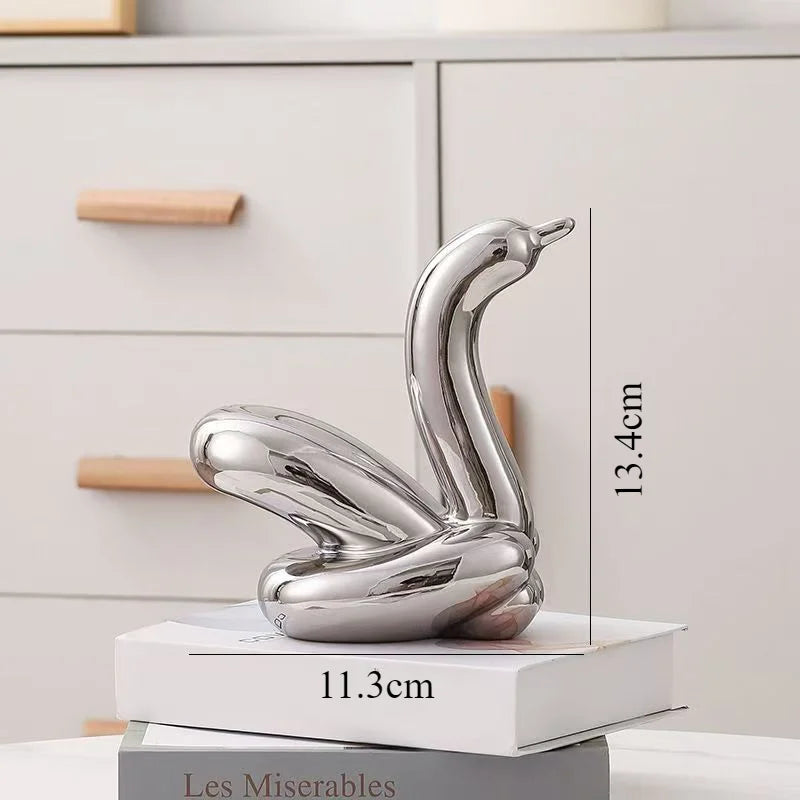 Mini Balloon Swan Ceramic Sculpture Home Office Decoration
