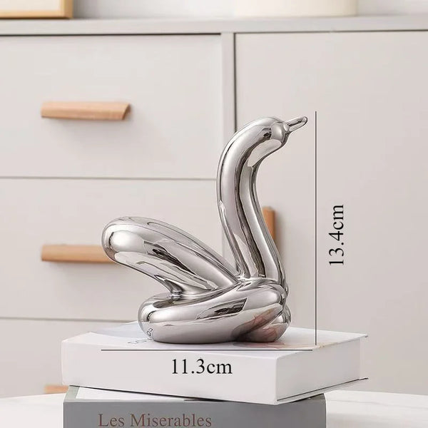 Mini Balloon Swan Ceramic Sculpture Home Office Decoration