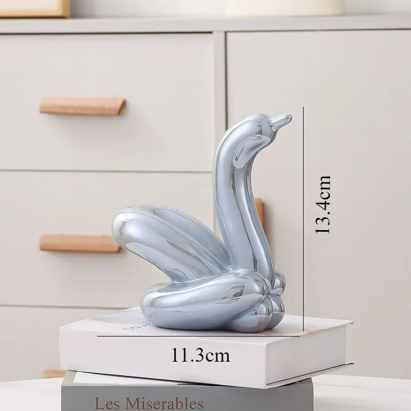 Mini Balloon Swan Ceramic Sculpture Home Office Decoration