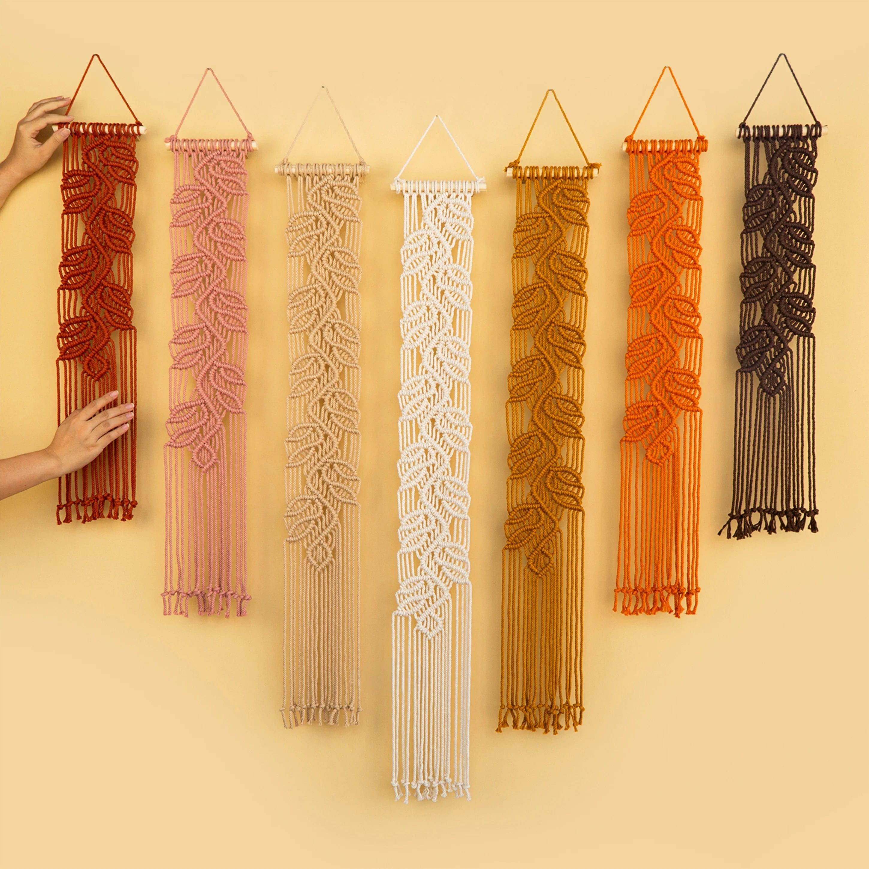 Vela Vertical Pink Earth Tone Macrame Wall Hanging