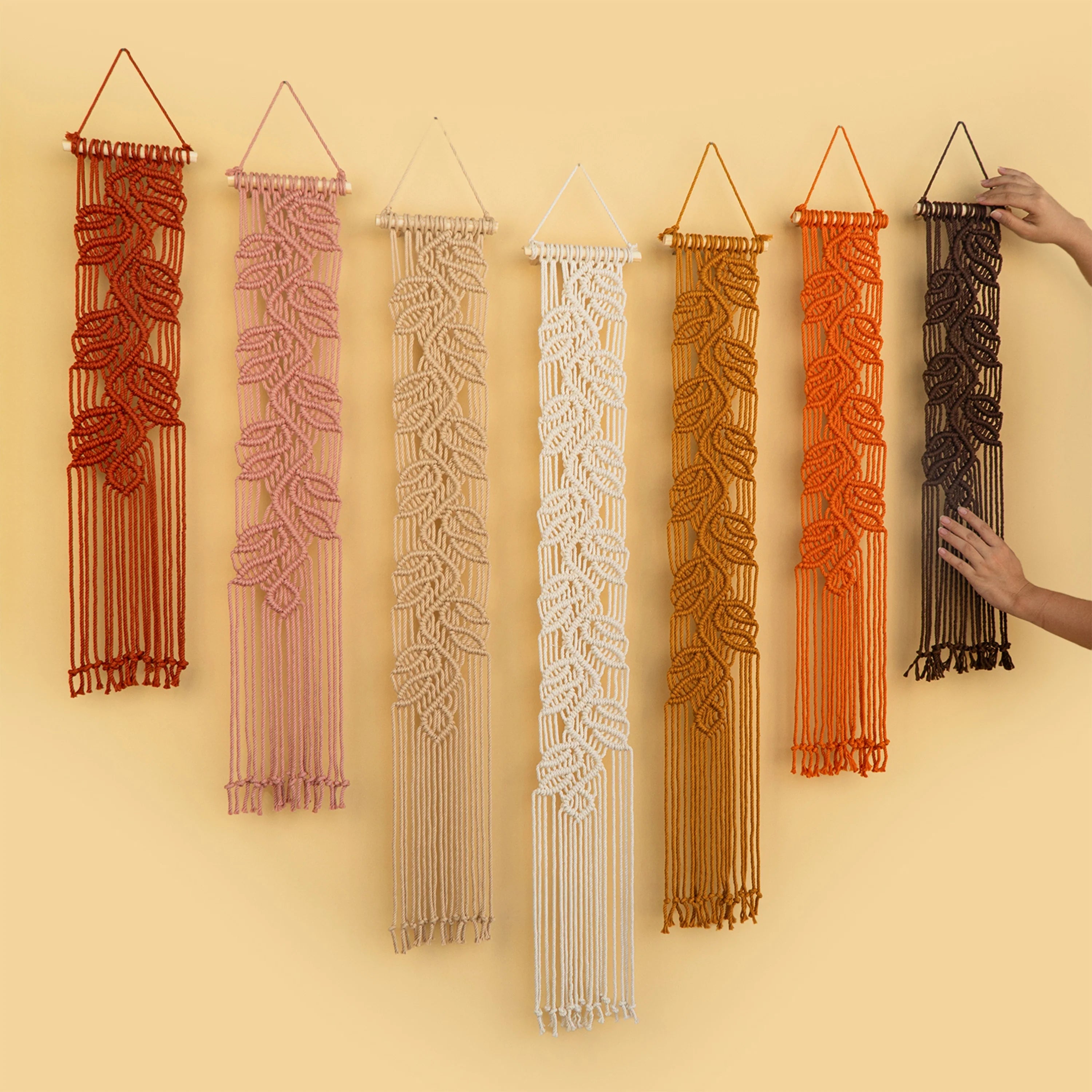 Vela Vertical Pink Earth Tone Macrame Wall Hanging