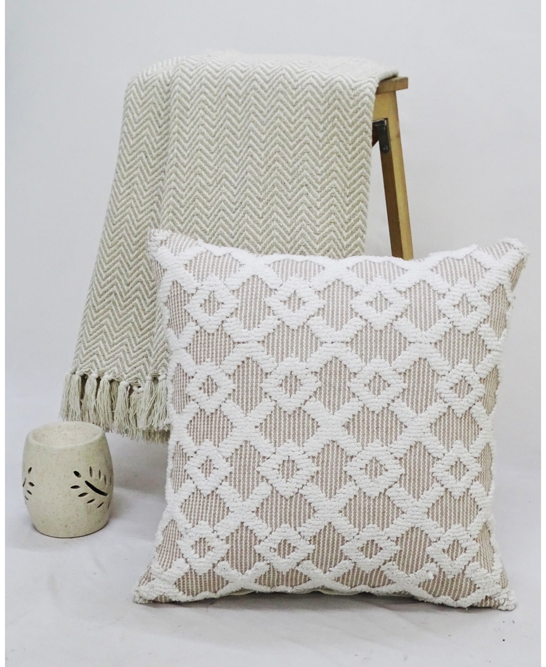 Decorative Beige Accent Throw Pillow 20x20 Inch
