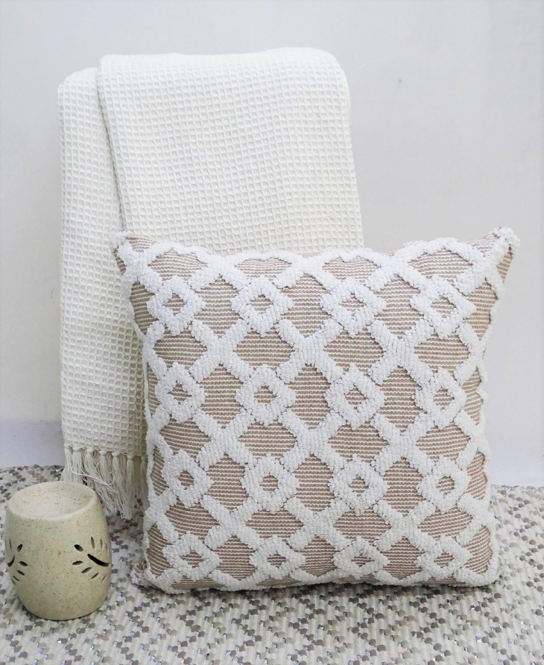 Decorative Beige Accent Throw Pillow 20x20 Inch