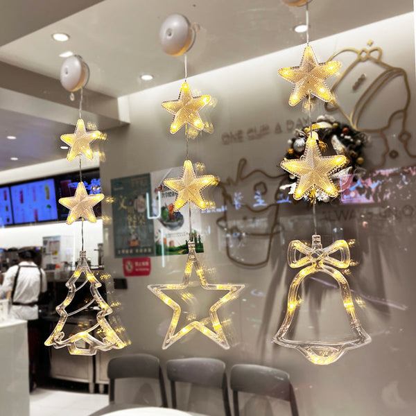 3-Piece LED Christmas Star Window Hanging Light Ornaments