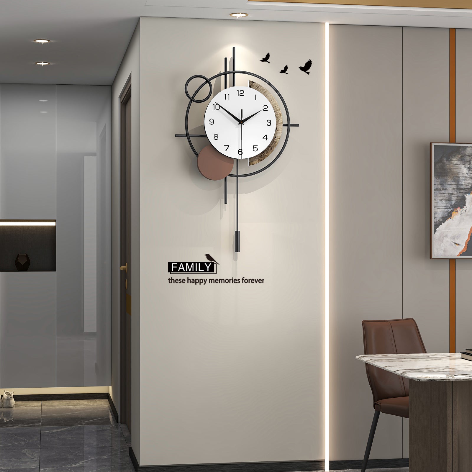 Modern Abstract Minimalist Metal Decorative Wall Clock