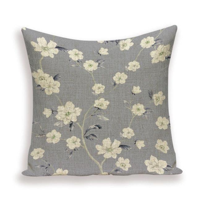 Decorative Plant Flower Linen Throw Pillow Cover