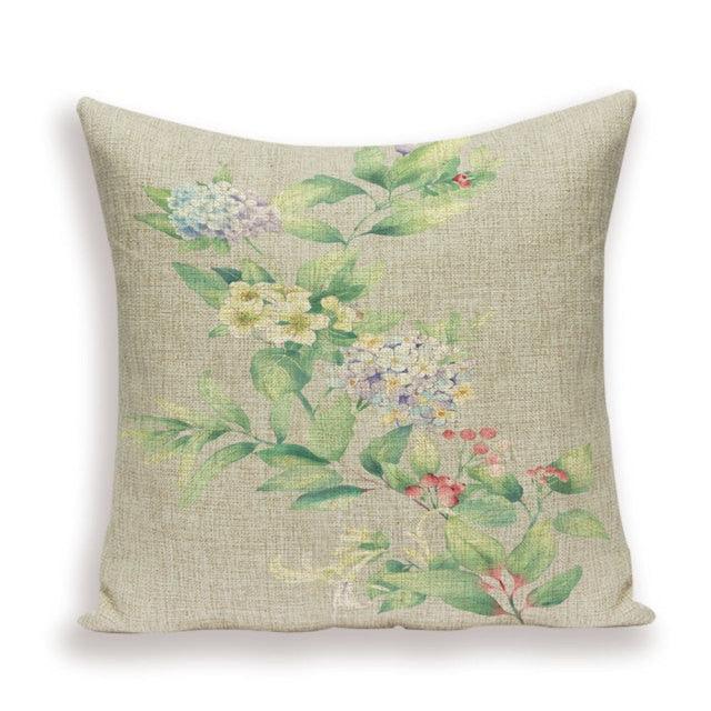Decorative Plant Flower Linen Throw Pillow Cover