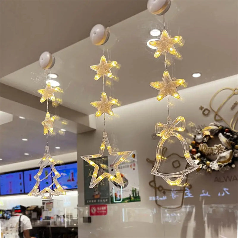 3-Piece LED Christmas Star Window Hanging Light Ornaments