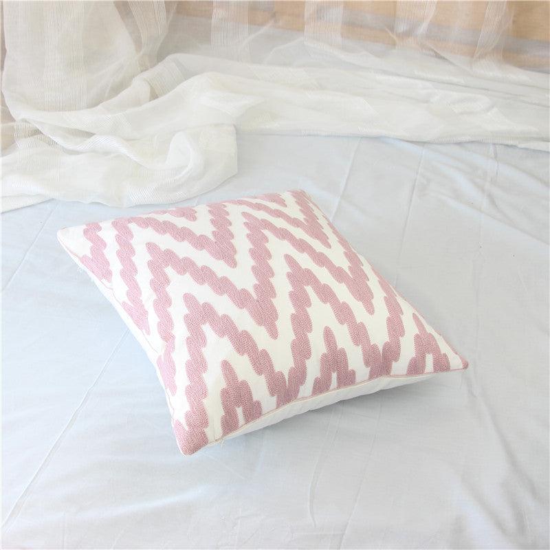Embroidered Geometric Nordic Cotton Woolen Cushion Cover