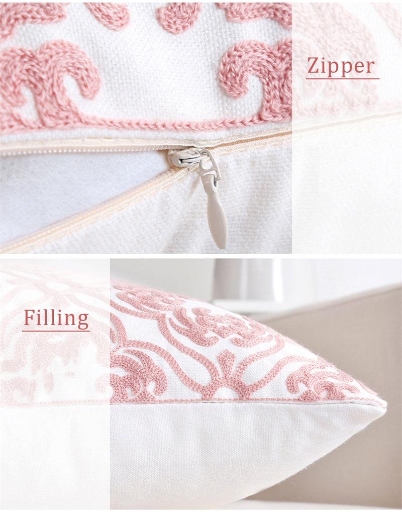 Embroidered Geometric Nordic Cotton Woolen Cushion Cover