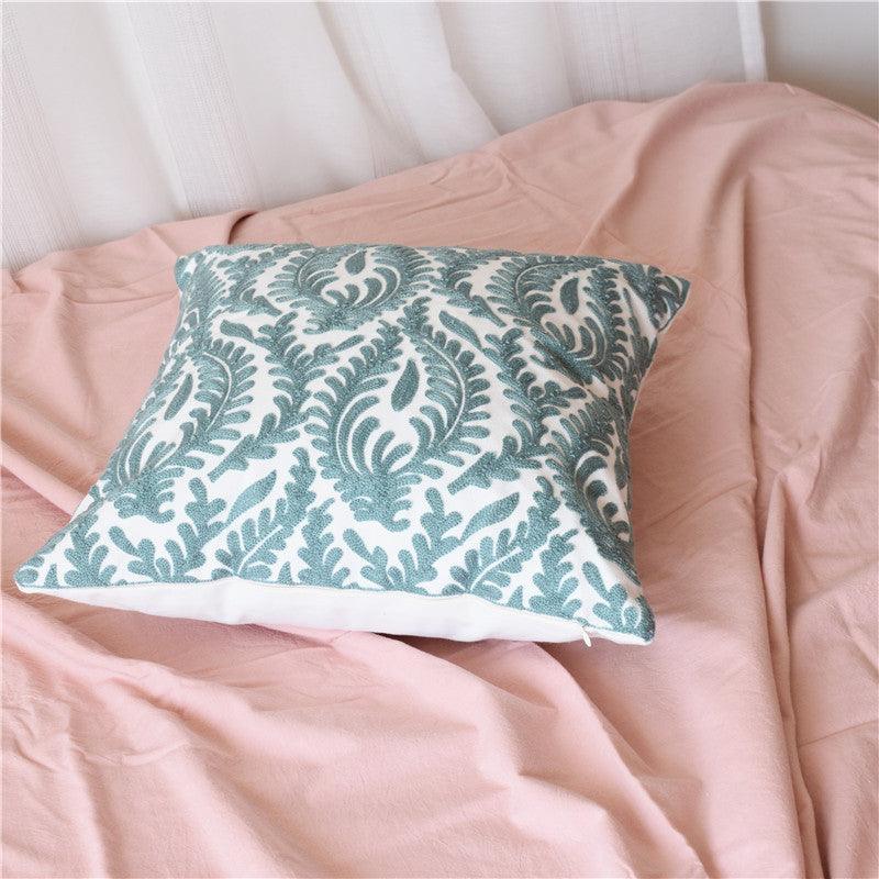 Embroidered Geometric Nordic Cotton Woolen Cushion Cover