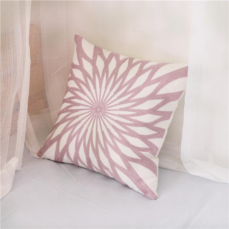 Embroidered Geometric Nordic Cotton Woolen Cushion Cover