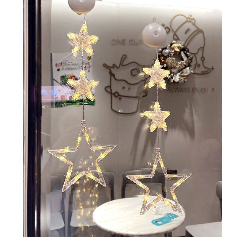 3-Piece LED Christmas Star Window Hanging Light Ornaments
