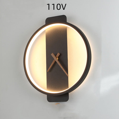 Nordic Wall Lamp Bedroom Bedside Clock Modeling Light