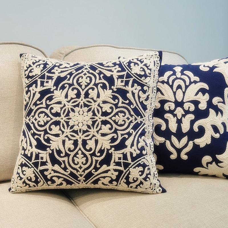 Floral Embroidered Throw Pillow Covers Cotton Pillowcase Sofa Couch For Home Decor Embroidery Throw Pillow Covers Square Cushion Case Modern Cushion Cover Square Pillowcase Decoration for Sofa Bed Chair Car 50x50cm