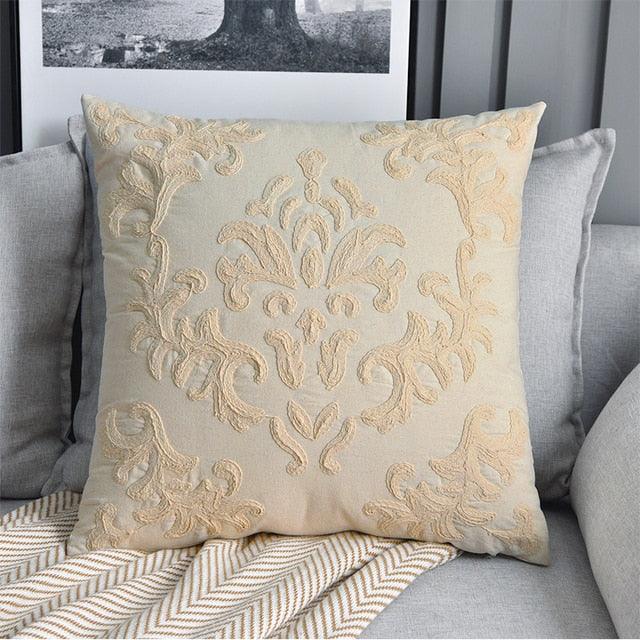 Floral Embroidered Throw Pillow Covers Cotton Pillowcase Sofa Couch For Home Decor Embroidery Throw Pillow Covers Square Cushion Case Modern Cushion Cover Square Pillowcase Decoration for Sofa Bed Chair Car 50x50cm