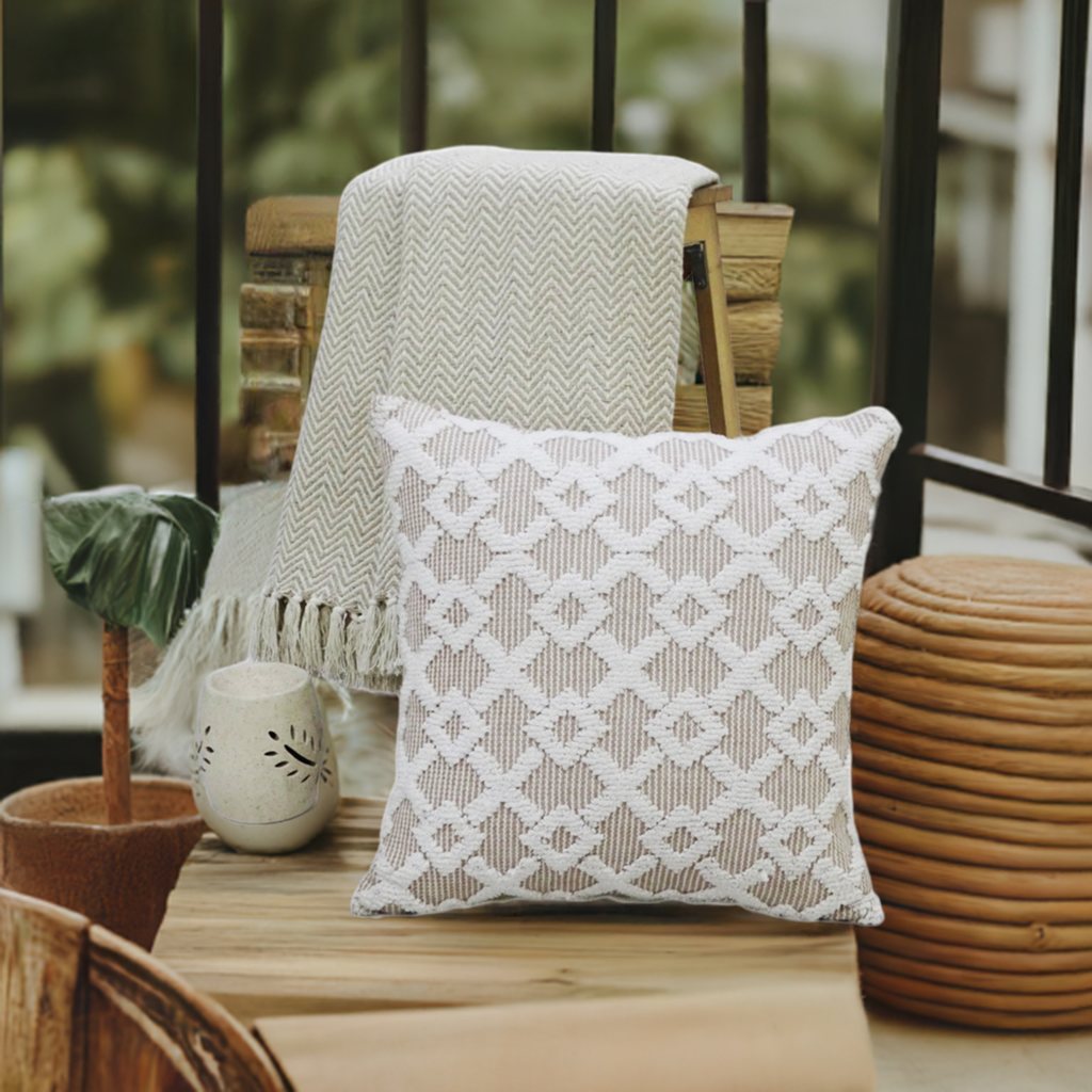 Decorative Beige Accent Throw Pillow 20x20 Inch