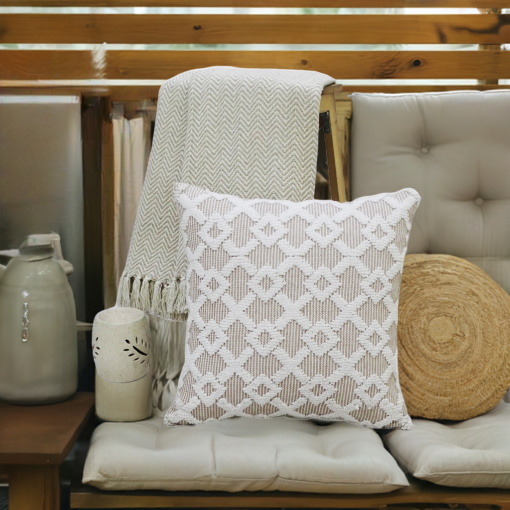 Decorative Beige Accent Throw Pillow 20x20 Inch
