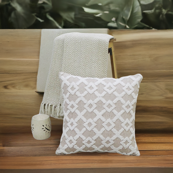 Decorative Beige Accent Throw Pillow 20x20 Inch