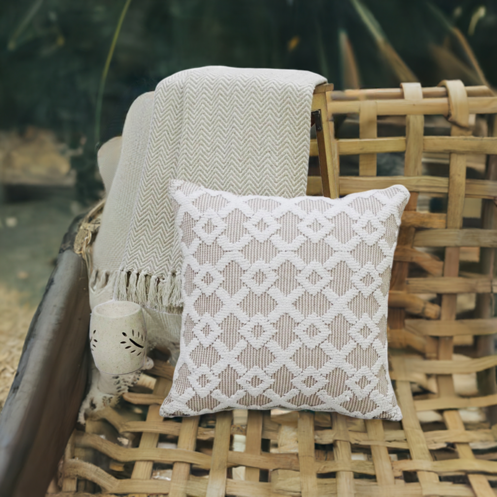 Decorative Beige Accent Throw Pillow 20x20 Inch