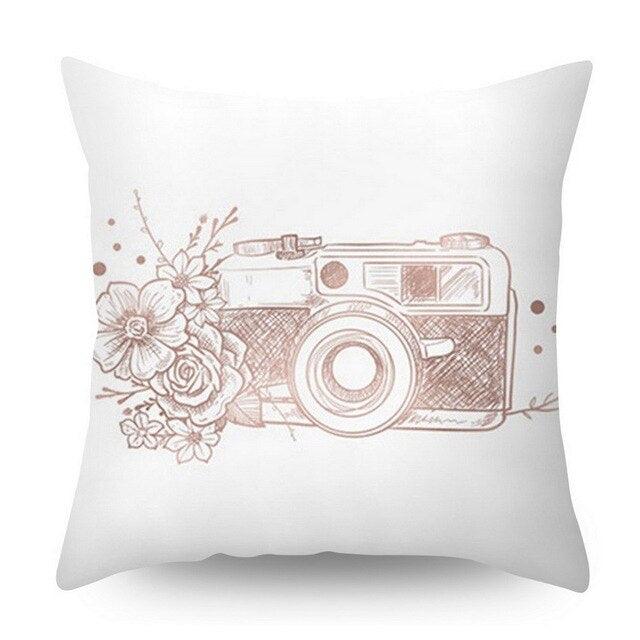 Nordic Geometric Plant Flower Letter Cotton Pillow Cover