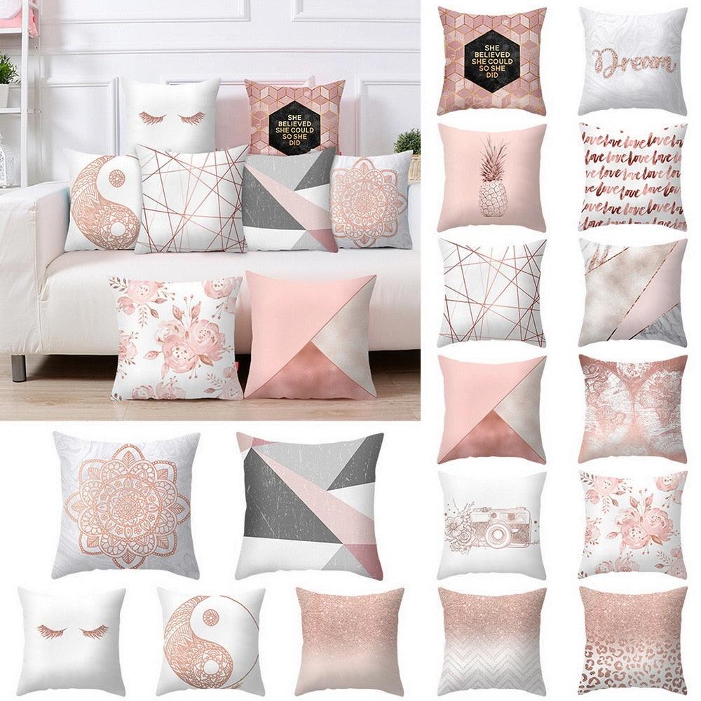 Nordic Geometric Plant Flower Letter Cotton Pillow Cover