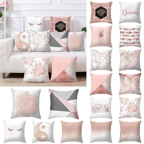 Nordic Geometric Plant Flower Letter Cotton Pillow Cover