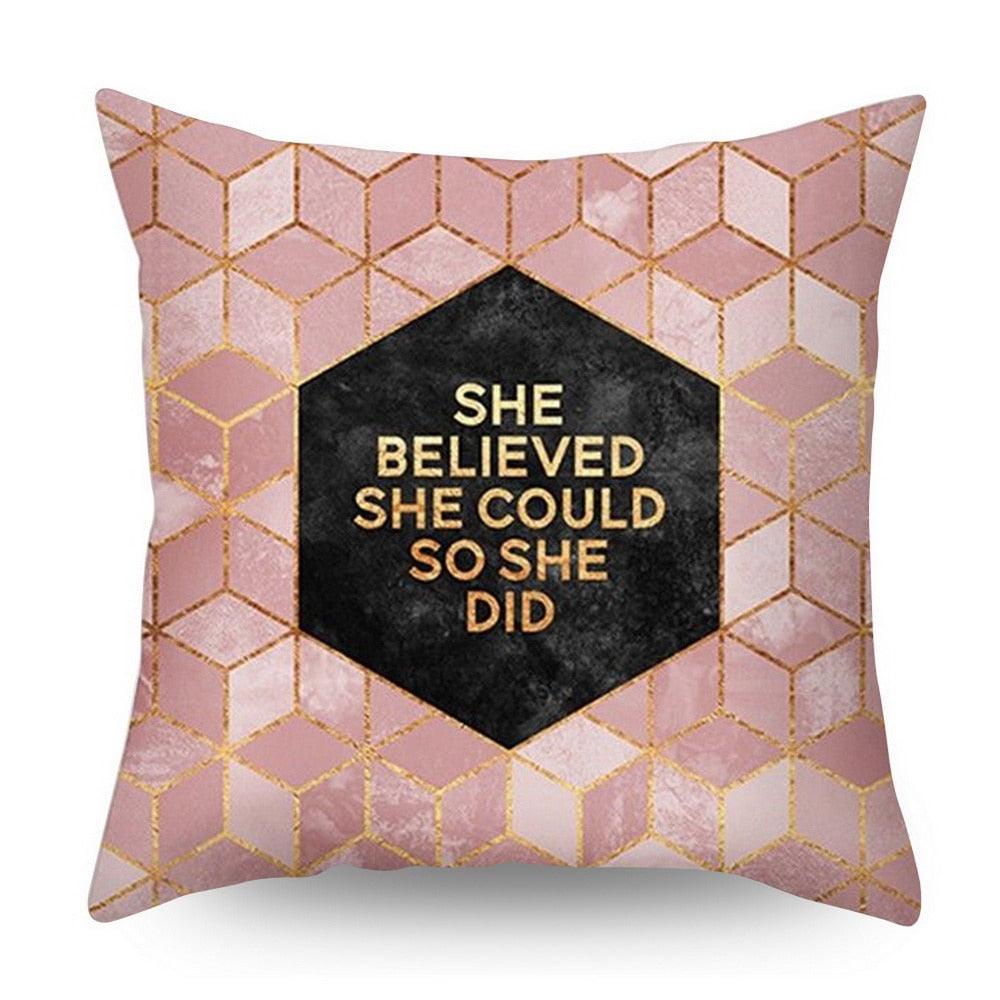 Nordic Geometric Plant Flower Letter Cotton Pillow Cover