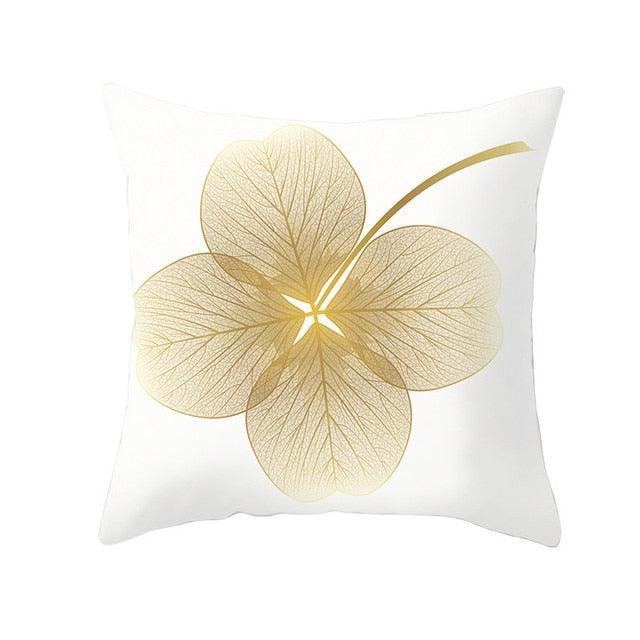 Tropical Green Yellow Leaf Gold Stamped Pillowcase Cover