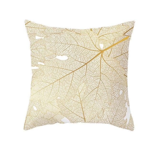 Tropical Green Yellow Leaf Gold Stamped Pillowcase Cover