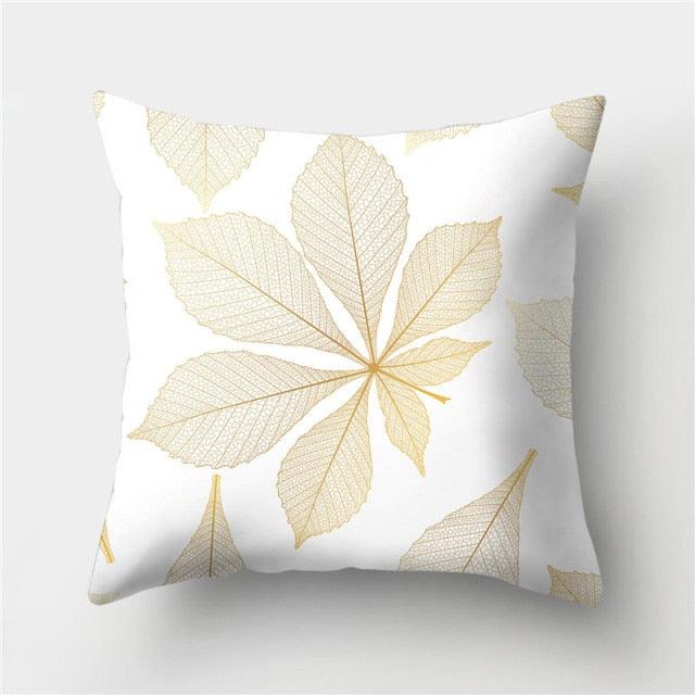 Tropical Green Yellow Leaf Gold Stamped Pillowcase Cover