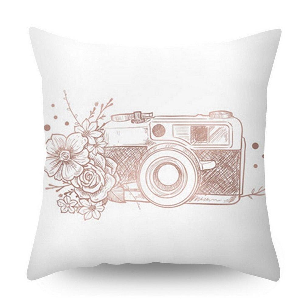 Nordic Geometric Plant Flower Letter Cotton Pillow Cover
