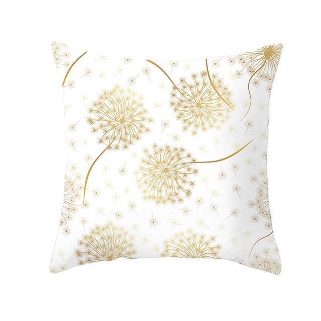 Tropical Green Yellow Leaf Gold Stamped Pillowcase Cover