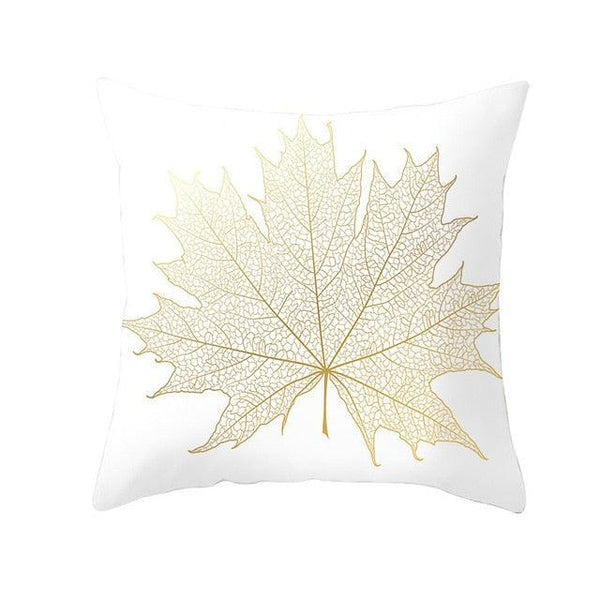 Tropical Green Yellow Leaf Gold Stamped Pillowcase Cover