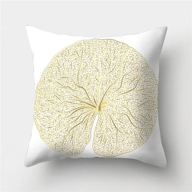 Tropical Green Yellow Leaf Gold Stamped Pillowcase Cover