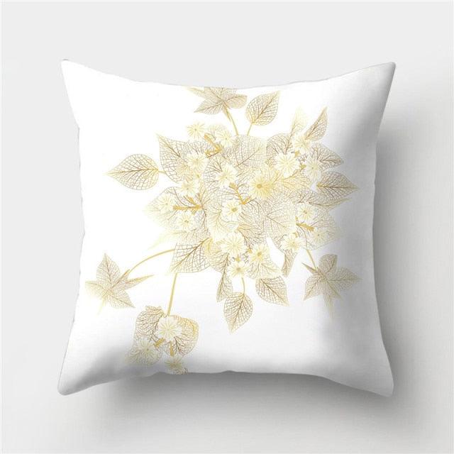 Tropical Green Yellow Leaf Gold Stamped Pillowcase Cover